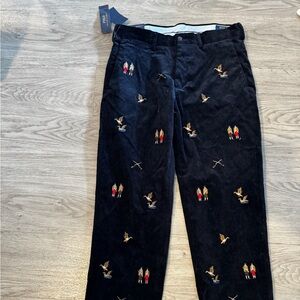 Vintage Polo Ralph Lauren Corduroy Embroidered Duck Hunting Pants ~ Men's 30x30